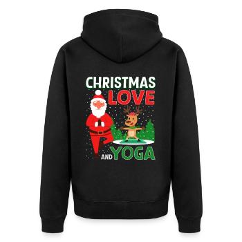 Yogini Yoga Meditation Weihnachten, Liebe und Yoga - Unisex Premium Bio Zip Hoodie - Schwarz - Hinten - Nico (187cm)