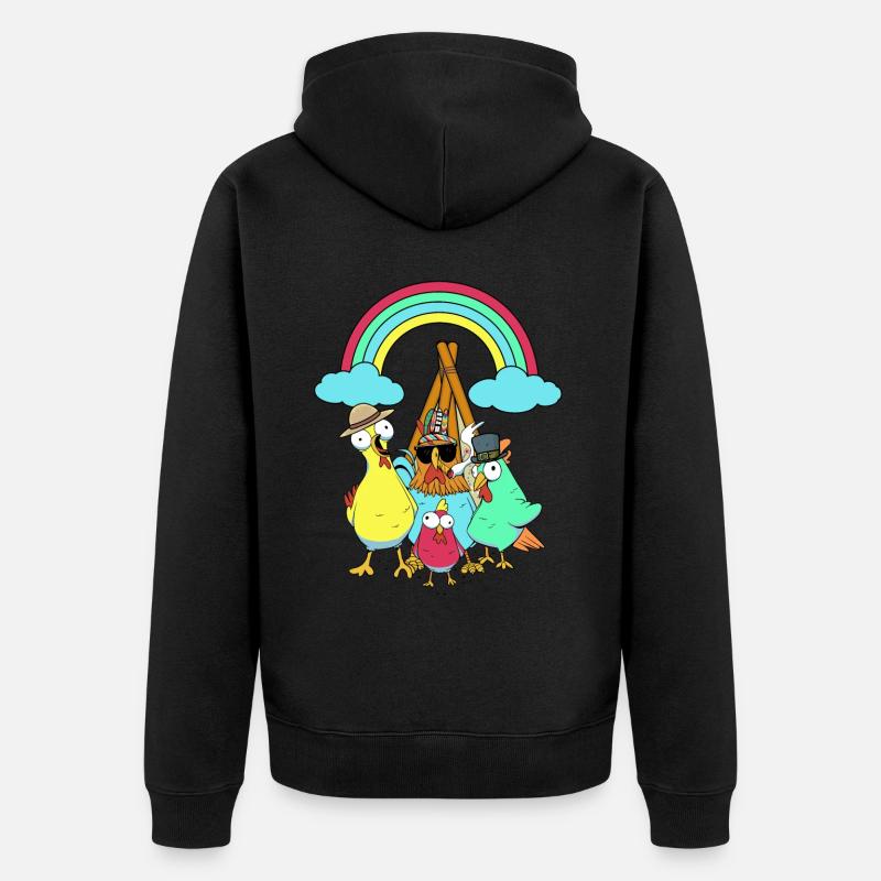Hippie Tipi Kyllinger Hippies Kylling - Premium økologisk unisex-hettejakke - svart
