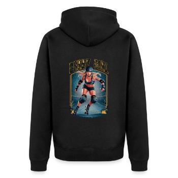 Rollschuhfahren für einen Rollschuhfahrerin - Unisex Premium Bio Zip Hoodie - Schwarz - Hinten - Nico (187cm)