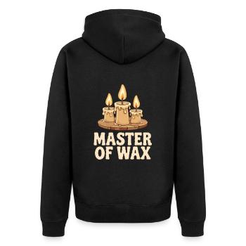 Master Of Wax für einen Kerzenmacher - Unisex Premium Bio Zip Hoodie - Schwarz - Hinten - Nico (187cm)