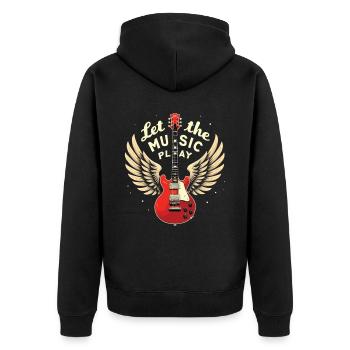 Let the Music Play Gitarren Gitarre - Unisex Premium Bio Zip Hoodie - Schwarz - Hinten - Nico (187cm)