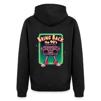 Ramenez la boombox rétro des années 90 - Veste à capuche bio Premium Unisexe - noir - Dos - Nico (187cm)