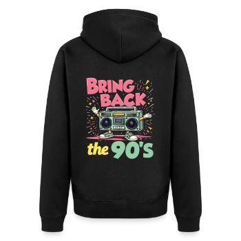 Ramenez la boombox rétro des années 90 - Veste à capuche bio Premium Unisexe - noir - Dos - Nico (187cm)