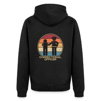 Gardien de prison d’établissement correctionnel rétro - Veste à capuche bio Premium Unisexe - noir - Dos - Nico (187cm)