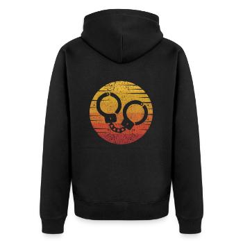 Retro Polizist Gefängniswärter Korrekturen - Unisex Premium Bio Zip Hoodie - Schwarz - Hinten - Nico (187cm)