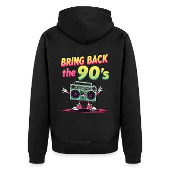Ramenez la boombox rétro des années 90 - Veste à capuche bio Premium Unisexe - noir - Dos - Nico (187cm)