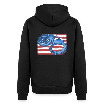 Correctional Officer American Flag Corrections - Unisex Premium Organic Zip Hoodie - black - Back - Nico (187cm)