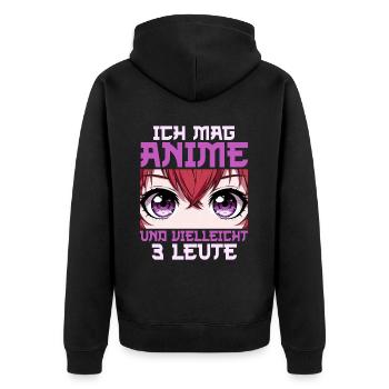 Anime Manga Otaku Japan Kawaii Waifu Anime Cosplay - Unisex Premium Bio Zip Hoodie - Schwarz - Hinten - Nico (187cm)