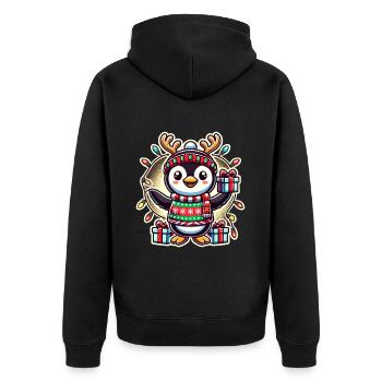 Joyeux Noël Pingouin avec des cadeaux - Veste à capuche bio Premium Unisexe - noir - Dos - Nico (187cm)