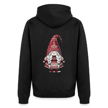 Niedlicher Weihnachtself Im Skandinavischen Stil - Unisex Premium Bio Zip Hoodie - Schwarz - Hinten - Nico (187cm)