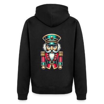 Weihnachtlicher Nussknacker Stilvoll Klassisch - Unisex Premium Bio Zip Hoodie - Schwarz - Hinten - Nico (187cm)