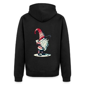 Golfer Gnome for Golf Lovers - Unisex Premium Organic Zip Hoodie - black - Back - Nico (187cm)