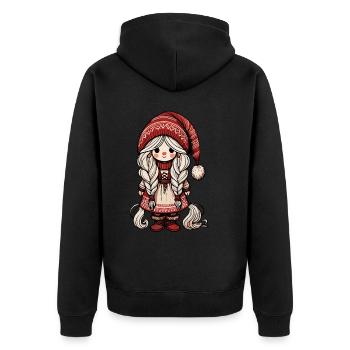 Niedlicher Weihnachtself Skandinavischer Stil - Unisex Premium Bio Zip Hoodie - Schwarz - Hinten - Nico (187cm)