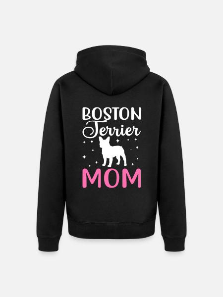 Bostoninterrieri äiti - Premium unisex luomu-huppari vetoketjulla - musta