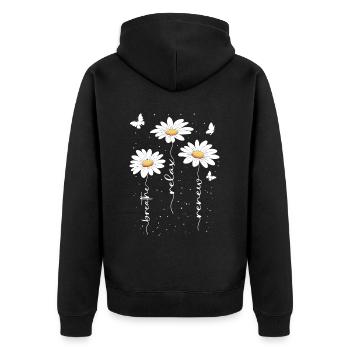 Fleurs d’été Fleur Inspiration Dicton de motivation - Veste à capuche bio Premium Unisexe - noir - Dos - Nico (187cm)