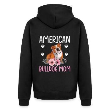 Amerikanische Bulldogge Mutter Bulldoggenliebhaber - Unisex Premium Bio Zip Hoodie - Schwarz - Hinten - Nico (187cm)