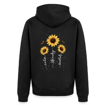 Fleurs d’été Fleur Inspiration Dicton de motivation - Veste à capuche bio Premium Unisexe - noir - Dos - Nico (187cm)