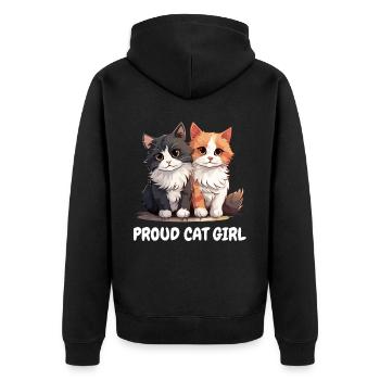 Stolze Katzenmädchen - Lustige Katze Kätzchen - Unisex Premium Bio Zip Hoodie - Schwarz - Hinten - Nico (187cm)