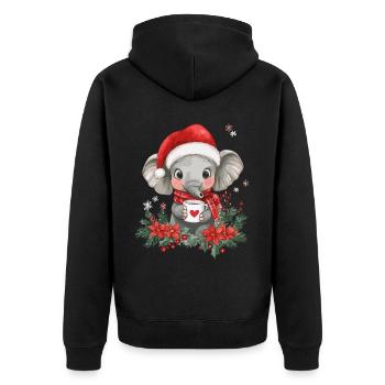 Elefant Kaffee Weihnachten Frauen Männer Kinder - Unisex Premium Bio Zip Hoodie - Schwarz - Hinten - Nico (187cm)