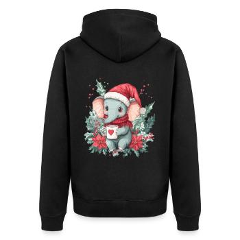 Elefant Kaffee Weihnachten Frauen Männer Kinder - Unisex Premium Bio Zip Hoodie - Schwarz - Hinten - Nico (187cm)