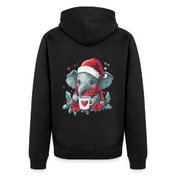 Elefant Kaffee Weihnachten Frauen Männer Kinder - Unisex Premium Bio Zip Hoodie - Schwarz - Hinten - Nico (187cm)