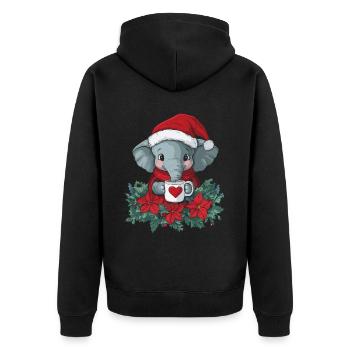 Elefant Kaffee Weihnachten Frauen Männer Kinder - Unisex Premium Bio Zip Hoodie - Schwarz - Hinten - Nico (187cm)