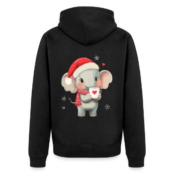 Elefant Kaffee Weihnachten Frauen Männer Kinder - Unisex Premium Bio Zip Hoodie - Schwarz - Hinten - Nico (187cm)