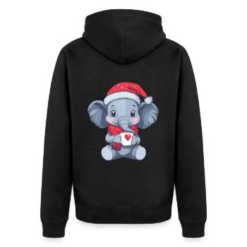 Elefant Kaffee Weihnachten Frauen Männer Kinder - Unisex Premium Bio Zip Hoodie - Schwarz - Hinten - Nico (187cm)