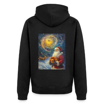 Weihnachtsmann Frauen Männer Kinder Weihnachten - Unisex Premium Bio Zip Hoodie - Schwarz - Hinten - Nico (187cm)