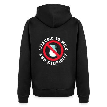 Laktoseintoleranz Laktoseintolerant - Unisex Premium Bio Zip Hoodie - Schwarz - Hinten - Nico (187cm)