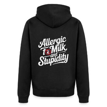 Laktoseintoleranz Laktoseintolerant - Unisex Premium Bio Zip Hoodie - Schwarz - Hinten - Nico (187cm)