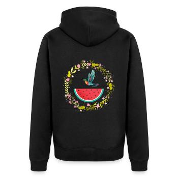 Melon pastèque Fruit d’été Cadeau végétalien - Veste à capuche bio Premium Unisexe - noir - Dos - Nico (187cm)