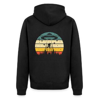 Alien UFO Alien Galaxy Geschnek - Unisex Premium Organic Zip Hoodie - black - Back - Nico (187cm)