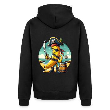 Drôle de banane pirate sur la plage avec un perroquet - Veste à capuche bio Premium Unisexe - noir - Dos - Nico (187cm)