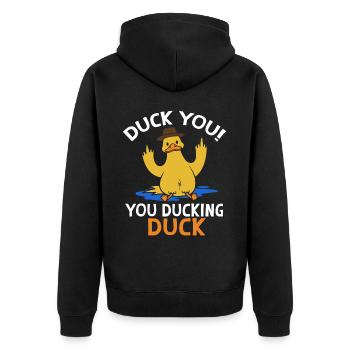 Ultimativ-lustiges Enten Perfekt für Geeks Nerds - Unisex Premium Bio Zip Hoodie - Schwarz - Hinten - Nico (187cm)
