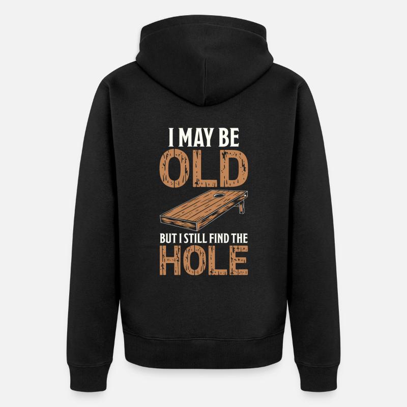 Cornhole Spruch Lustiges Cornhole Geschenk - Unisex Premium Bio Zip Hoodie - Schwarz