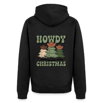 Festive Christmas Cats für den Cowboy-Weihnachten - Unisex Premium Bio Zip Hoodie - Schwarz - Hinten - Nico (187cm)