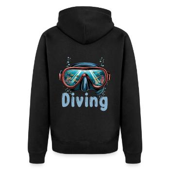 Diver für einen Taucher Sporttaucher Schnorchler - Unisex Premium Bio Zip Hoodie - Schwarz - Hinten - Nico (187cm)