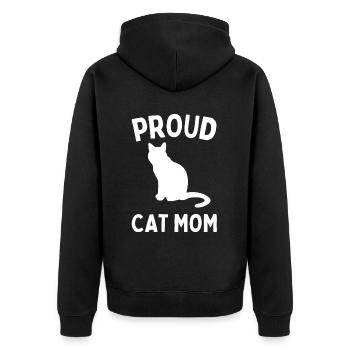 Proud Cat Mom: Cat Kitten Cat Lover - Unisex Premium Organic Zip Hoodie - black - Back - Nico (187cm)