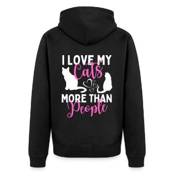 J’aime mes chats plus que les gens drôles - Veste à capuche bio Premium Unisexe - noir - Dos - Nico (187cm)
