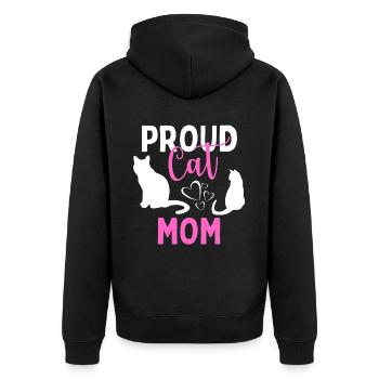 Fier chat maman chaton chat amoureux des chats - Veste à capuche bio Premium Unisexe - noir - Dos - Nico (187cm)