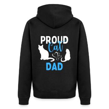 Proud Cat Dad Kitten Cat Lover Funny - Unisex Premium Organic Zip Hoodie - black - Back - Nico (187cm)