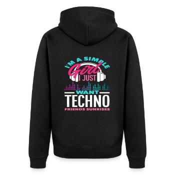 Techno Lover Einfache Mädchen Freunde - Unisex Premium Bio Zip Hoodie - Schwarz - Hinten - Nico (187cm)