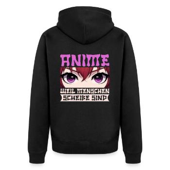 Anime Manga Otaku Japan Waifu Anime Girl Cosplay - Unisex Premium Bio Zip Hoodie - Schwarz - Hinten - Nico (187cm)