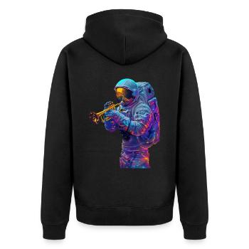 Trompette astronaute - Veste à capuche bio Premium Unisexe - noir - Dos - Nico (187cm)