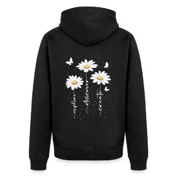 Fleurs d’été Fleur Inspiration Dicton de motivation - Veste à capuche bio Premium Unisexe - noir - Dos - Nico (187cm)