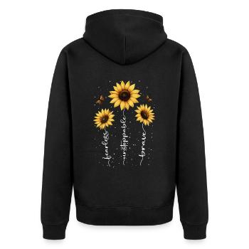 Fleurs d’été Fleur Inspiration Dicton de motivation - Veste à capuche bio Premium Unisexe - noir - Dos - Nico (187cm)