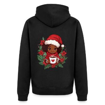 Afrikanische Weihnachtsfrau Kaffee Weihnachten - Unisex Premium Bio Zip Hoodie - Schwarz - Hinten - Nico (187cm)