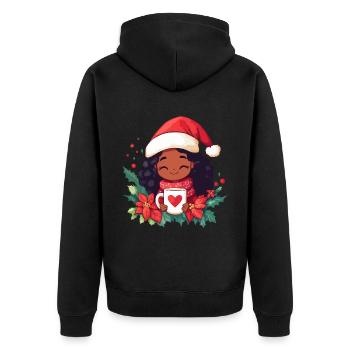Afrikanische Weihnachtsfrau Kaffee Weihnachten - Unisex Premium Bio Zip Hoodie - Schwarz - Hinten - Nico (187cm)
