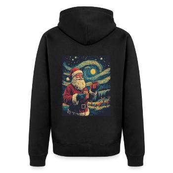 Weihnachtsmann Frauen Männer Kinder Weihnachten - Unisex Premium Bio Zip Hoodie - Schwarz - Hinten - Nico (187cm)